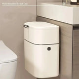 Wall Mounted Hanging Waste Bin with Lid Household Cabinet Trash Can Cream White - Extra Image