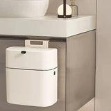 Wall Mounted Hanging Waste Bin with Lid Household Cabinet Trash Can Cream White - Extra Image