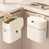 Wall Mounted Hanging Waste Bin with Lid Household Cabinet Trash Can Cream White - Top-Down View