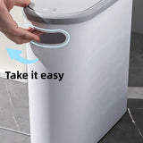Simple Garbage Can with Lid Household Clamped Plastic Bucket Flip Lid Kitchen - Extra Image