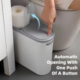 Simple Garbage Can with Lid Household Clamped Plastic Bucket Flip Lid Kitchen - Extra Image