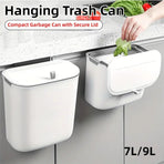 Wall Mounted Hanging Wastebasket with Sliding Lid for Kitchen and Bathroom Use - 7L