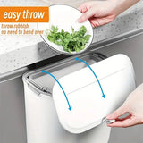 Wall Mounted Hanging Wastebasket with Sliding Lid for Kitchen and Bathroom Use - 7L - 45-Degree Angle