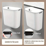Wall Mounted Hanging Wastebasket with Sliding Lid for Kitchen and Bathroom Use - 7L - Rear View