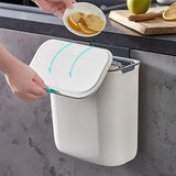 Wall Mounted Hanging Wastebasket with Sliding Lid for Kitchen and Bathroom Use - 7L - Extra Image