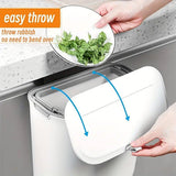 Wall Mounted Hanging Wastebasket with Sliding Lid for Kitchen and Bathroom Use - 9L - Top-Down View