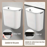 Wall Mounted Hanging Wastebasket with Sliding Lid for Kitchen and Bathroom Use - 9L - 45-Degree Angle