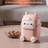 Mini Monster Trash Can Desktop Flip Top Garbage Bin Small Plastic Waste Basket - Light Blue - 45-Degree Angle
