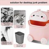 Mini Monster Trash Can Desktop Flip Top Garbage Bin Small Plastic Waste Basket - Light Blue - Extra Image