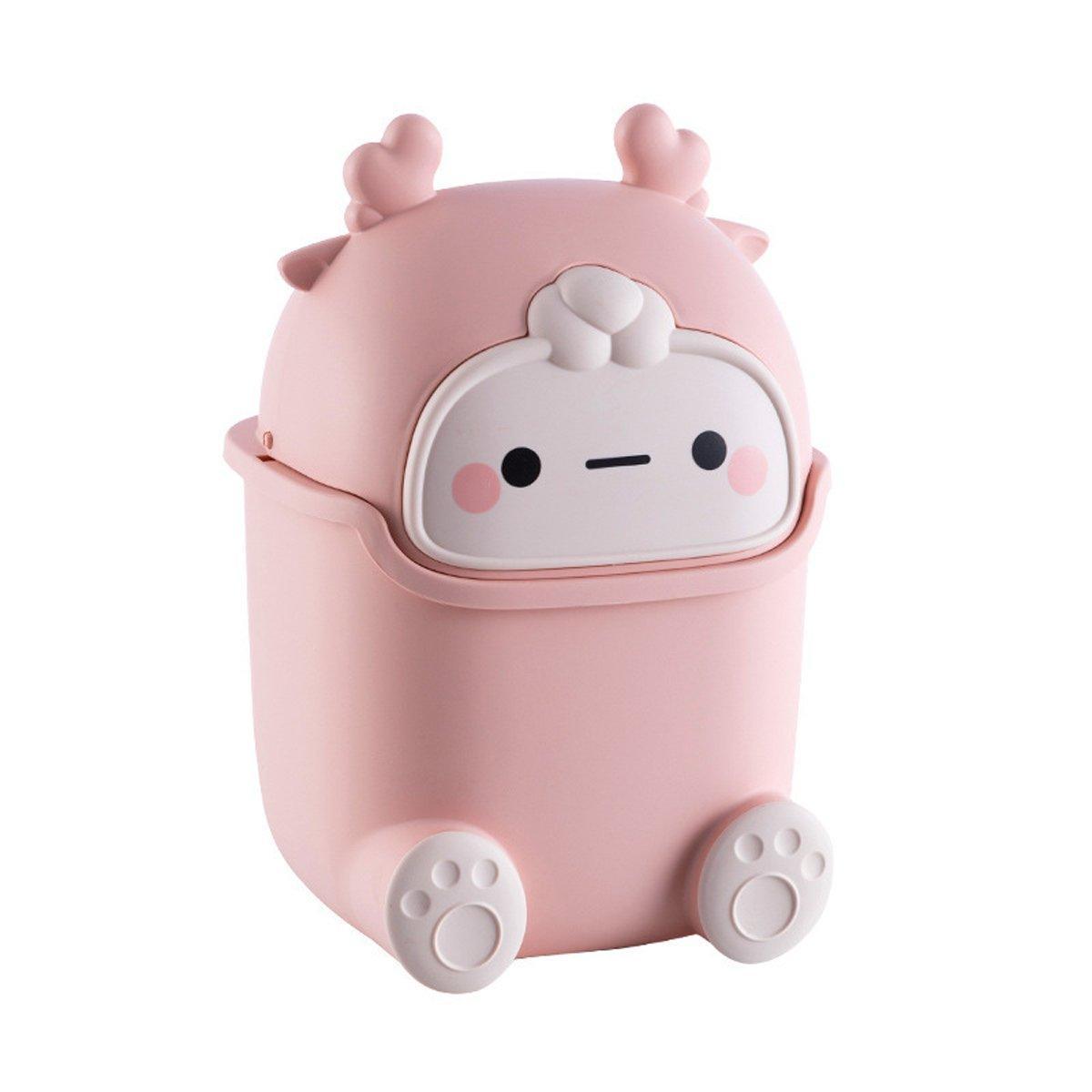 Mini Monster Trash Can Desktop Flip Top Garbage Bin Small Plastic Waste Basket - Light Blue