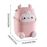 Mini Monster Trash Can Desktop Flip Top Garbage Bin Small Plastic Waste Basket - Pink - Top-Down View