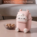 Mini Monster Trash Can Desktop Flip Top Garbage Bin Small Plastic Waste Basket - Pink