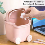 Mini Monster Trash Can Desktop Flip Top Garbage Bin Small Plastic Waste Basket - Pink - Extra Image