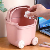Mini Monster Trash Can Desktop Flip Top Garbage Bin Small Plastic Waste Basket - Pink - Extra Image