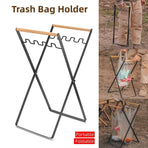 Outdoor Portable Wooden Folding Garbage Rack Picnic Barbecue Plastic Bag Holder