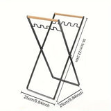 Outdoor Portable Wooden Folding Garbage Rack Picnic Barbecue Plastic Bag Holder - Side View