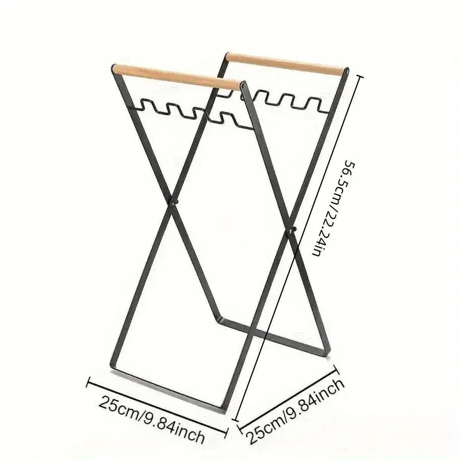 Outdoor Portable Wooden Folding Garbage Rack Picnic Barbecue Plastic Bag Holder