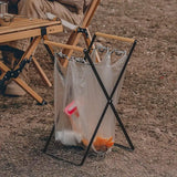 Outdoor Portable Wooden Folding Garbage Rack Picnic Barbecue Plastic Bag Holder - Extra Image