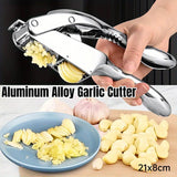 Multifunctional Garlic Press Aluminum Alloy Two-in-One Garlic Cutter Masher Tool