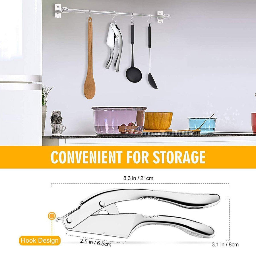 Multifunctional Garlic Press Aluminum Alloy Two-in-One Garlic Cutter Masher Tool