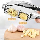 Multifunctional Garlic Press Aluminum Alloy Two-in-One Garlic Cutter Masher Tool - Top-Down View