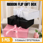 Elegant Ribbon Flip Folding Gift Boxes Multiple Colors High-Quality Cardboard - Orange