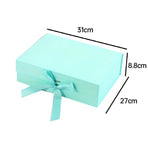 Elegant Ribbon Flip Folding Gift Boxes Multiple Colors High-Quality Cardboard - Pink