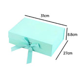 Elegant Ribbon Flip Folding Gift Boxes Multiple Colors High-Quality Cardboard - Pink - Side View