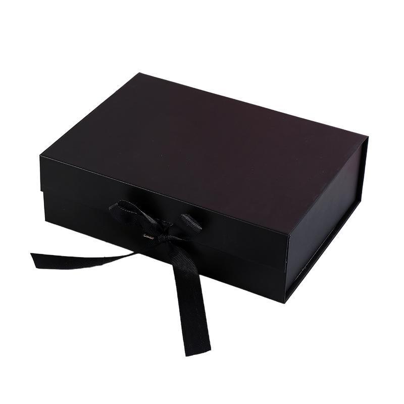 Elegant Ribbon Flip Folding Gift Boxes Multiple Colors High-Quality Cardboard - Pink