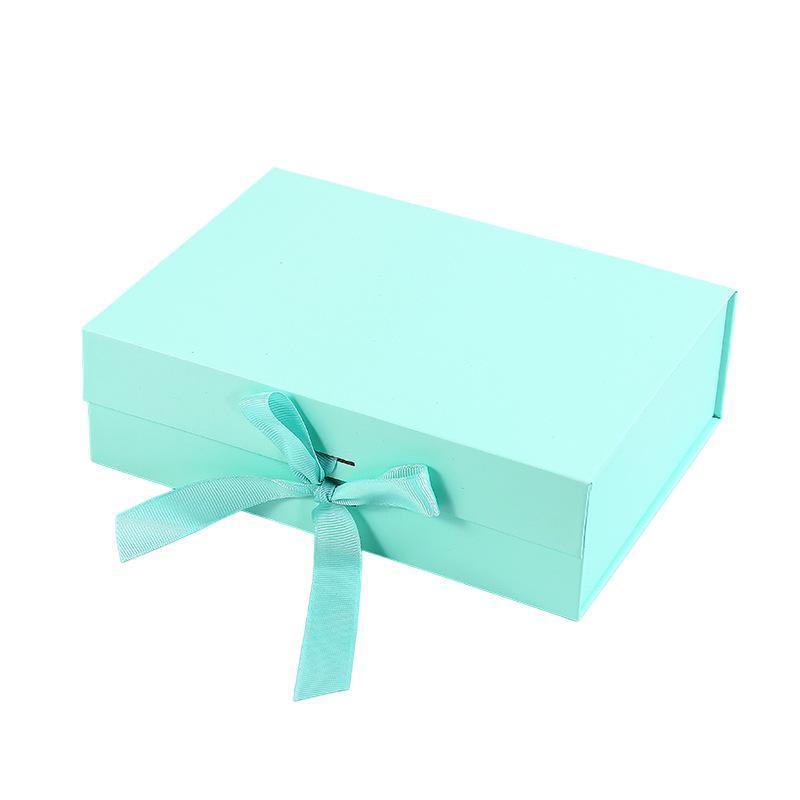 Elegant Ribbon Flip Folding Gift Boxes Multiple Colors High-Quality Cardboard - Pink