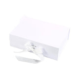 Elegant Ribbon Flip Folding Gift Boxes Multiple Colors High-Quality Cardboard - White - Close-Up Angle