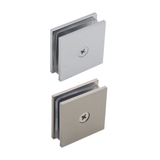 Shower Glass Clip Single Hole Square Bracket Partition Bathroom Accessories - Chrome - Front View