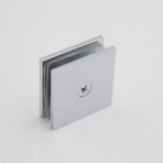 Shower Glass Clip Single Hole Square Bracket Partition Bathroom Accessories - Chrome