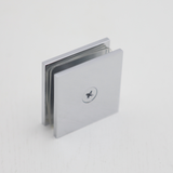 Shower Glass Clip Single Hole Square Bracket Partition Bathroom Accessories - Chrome - Top-Down View