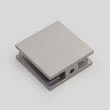Shower Glass Clip Single Hole Square Bracket Partition Bathroom Accessories - Nickel - 45-Degree Angle