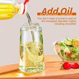 2-in-1 470ml Glass Oil Bottle Spray Pour Automatic Pressure Control Kitchen Tool - Beige - Close-Up Angle
