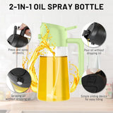 2-in-1 470ml Glass Oil Bottle Spray Pour Automatic Pressure Control Kitchen Tool - Beige - Low Angle