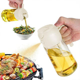 2-in-1 470ml Glass Oil Bottle Spray Pour Automatic Pressure Control Kitchen Tool - Beige - Extra Image