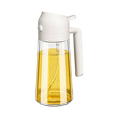 2-in-1 470ml Glass Oil Bottle Spray Pour Automatic Pressure Control Kitchen Tool - Beige - Close-Up Angle