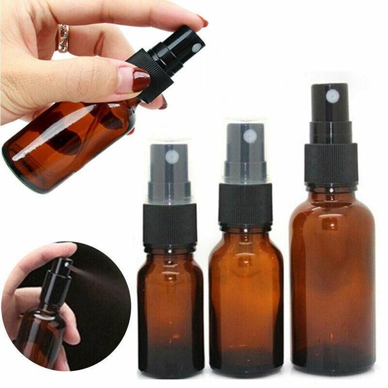 30-100Ml Amber Glass Essential Oil Spray Roller Bottles Mist Sprayer Containers - 50 ML 5PCS