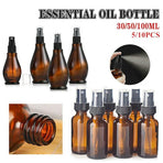 30-100Ml Amber Glass Essential Oil Spray Roller Bottles Mist Sprayer Containers
