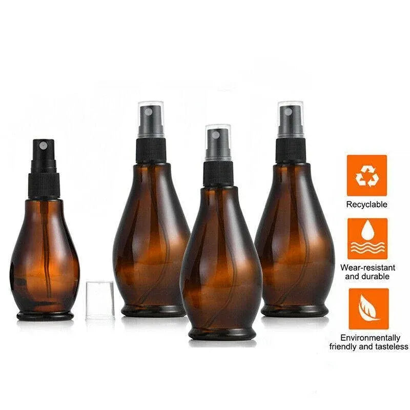 30-100Ml Amber Glass Essential Oil Spray Roller Bottles Mist Sprayer Containers