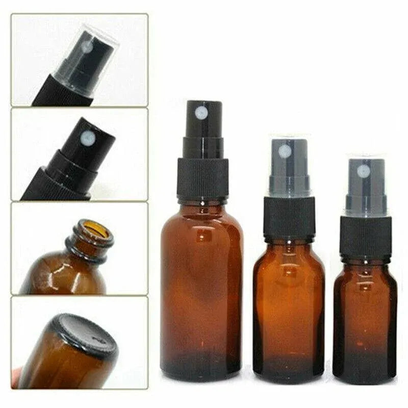 30-100Ml Amber Glass Essential Oil Spray Roller Bottles Mist Sprayer Containers