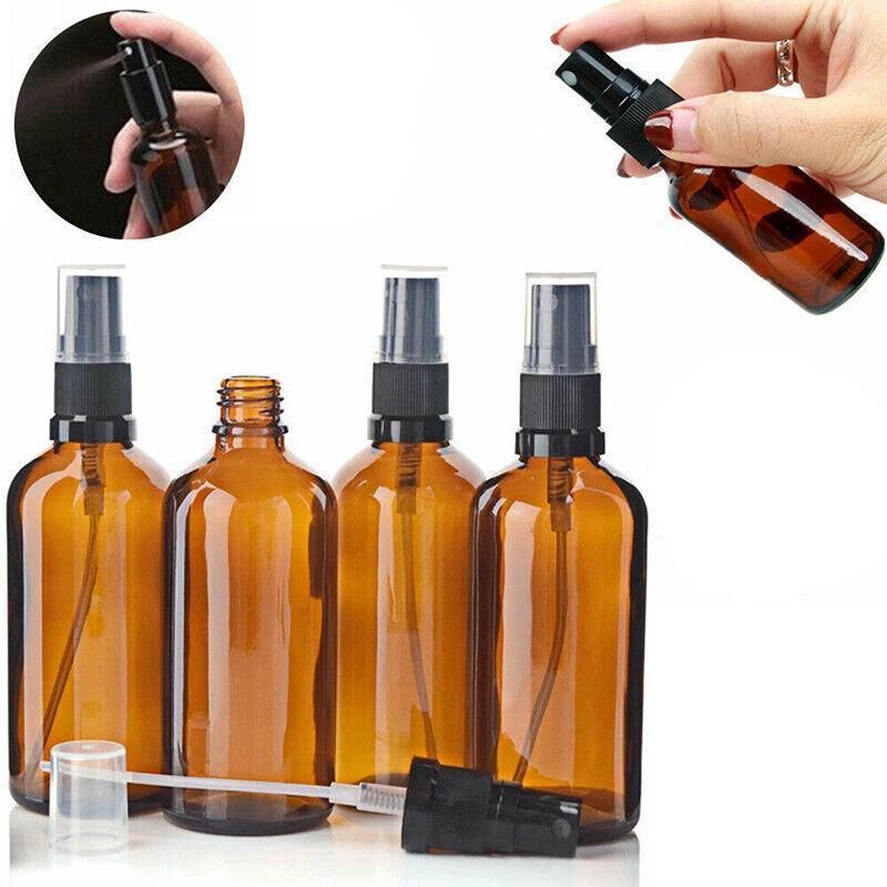 30-100Ml Amber Glass Essential Oil Spray Roller Bottles Mist Sprayer Containers