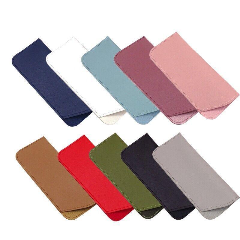 Pu Leather Eyeglass Sunglasses Reading Glasses Case Soft Pouch Bag Pocket - Grey