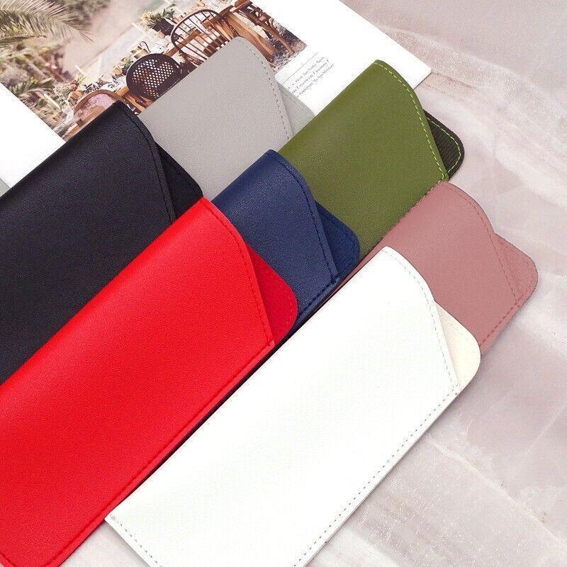 Pu Leather Eyeglass Sunglasses Reading Glasses Case Soft Pouch Bag Pocket - White
