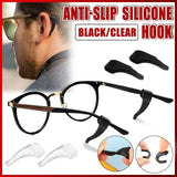 Silicone Glasses Ear Hooks Anti Slip Grip Spectacle Holder Sports Temple Tips - Black - Front View