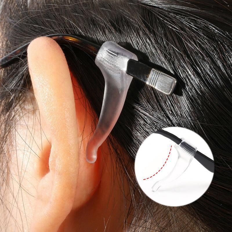 Silicone Glasses Ear Hooks Anti Slip Grip Spectacle Holder Sports Temple Tips - Black