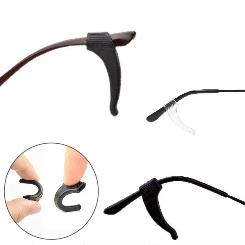 Silicone Glasses Ear Hooks Anti Slip Grip Spectacle Holder Sports Temple Tips - Black