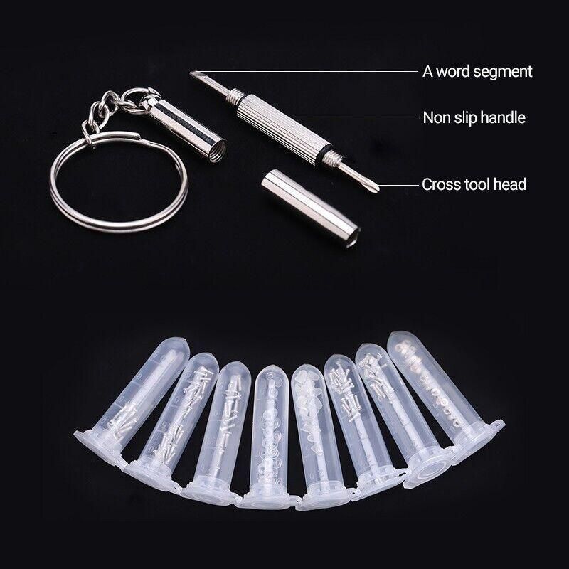 Eyeglass Sun Glasses Optical Repair Tool Screw Nut Nose Pad Assortment Set Kit